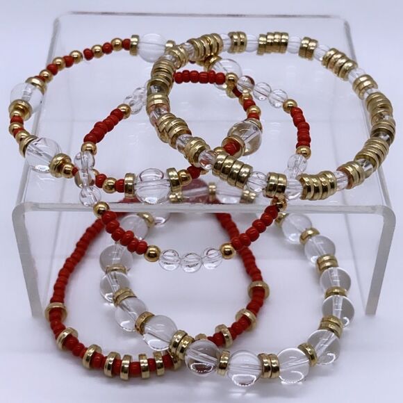 Wool + Pepper Co. Gold & Red Bracelet Stack (5) - Picture 6 of 6
